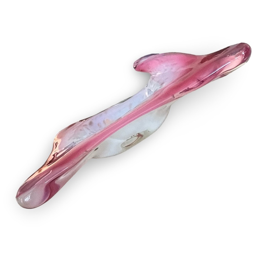 Vintage Fratelli Tosso Italian Murano Art Glass Pink White Gold Dish - Picture 6 of 11